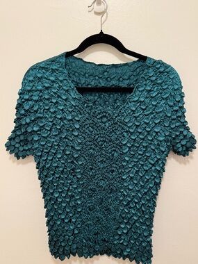 American Vintage Teal Textured Blouse
